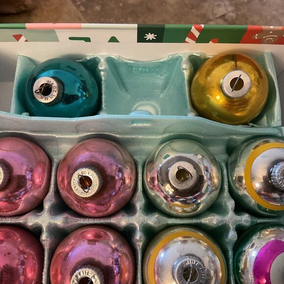 Vintage Lot 14 Glass Shiny Brite Or Made In US Christmas Ornaments - Picture 4 of 5